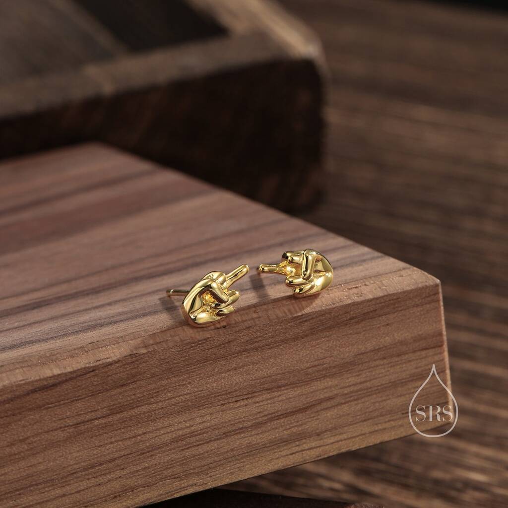 thumbnail image 2 of Oak Wood Mddle Fnger Stud Earrngs Everyday Earrngs Smply Clear Desgn Fck You Jewelry 2 of 9