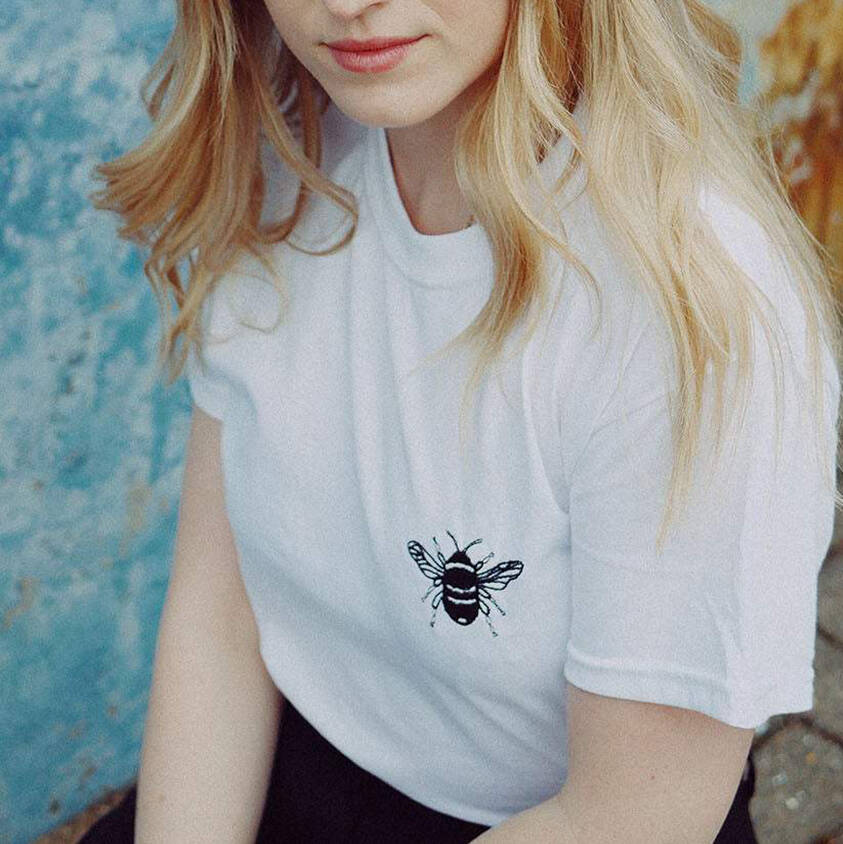 Bee Embroidered Unisex T Shirt, 1 of 2