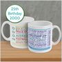 Personalised 25th Birthday Mug Year Gift 2000, thumbnail 10 of 10