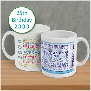 Personalised 25th Birthday Mug Year Gift 2000, 10 of 10