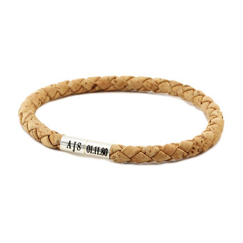 Mens Personalised Braided Cork Bracelet Natural, 4 of 7