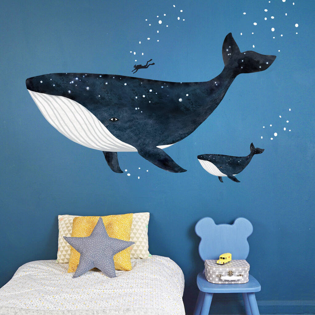 The Whale And The Diver Fabric Wall Sticker, 1 of 6