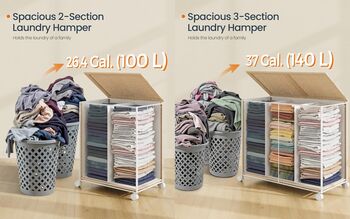 Laundry Sorter Basket With Wheels Lid, 3 of 7