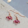 Rose Gold Plated Trio Birthstone Cluster Earrings, thumbnail 5 of 9