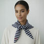 Personalised Navy And Soft Grey Stripe Triangle Scarf, thumbnail 1 of 4