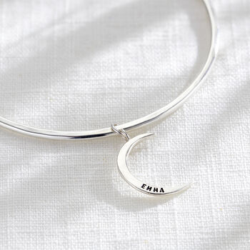 Personalised Crescent Moon Bangle, 3 of 8