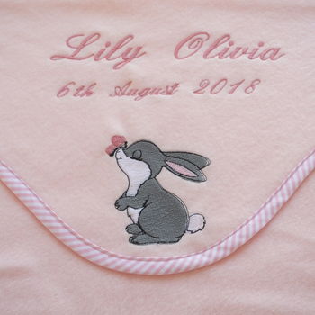 Personalised Embroidered Baby Blanket With Bunny Motif, 4 of 4