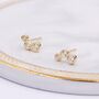 Sterling Silver Small Pair Cz Crystal Trio Stud Earrings, thumbnail 4 of 12