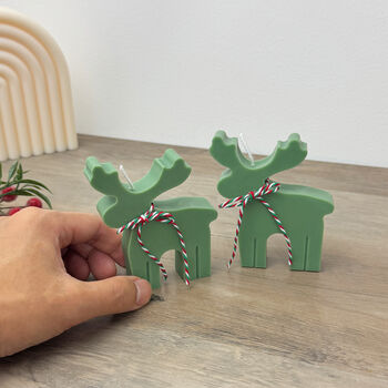 Green Reindeer Christmas Candles And Christmas Decor, 9 of 10