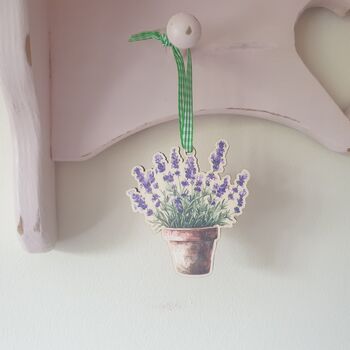 Wooden Lavender Flower Hanging Decoration Gift For Gardeners, 7 of 7