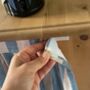 Velcro Sink Skirt, Blue And Beige Bespoke Stripy Cabinet Curtain, thumbnail 2 of 6