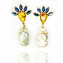 Kyanite And Quartz Baroque Pearl Drop Earrings, thumbnail 2 of 2