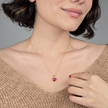 Heart Garnet January Birthstone Gold Plated Necklace, 4 of 4