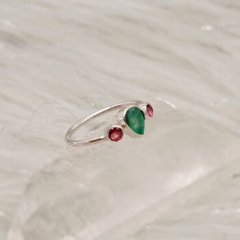 Emerald Pink Tourmaline Silver Ring, 5 of 6