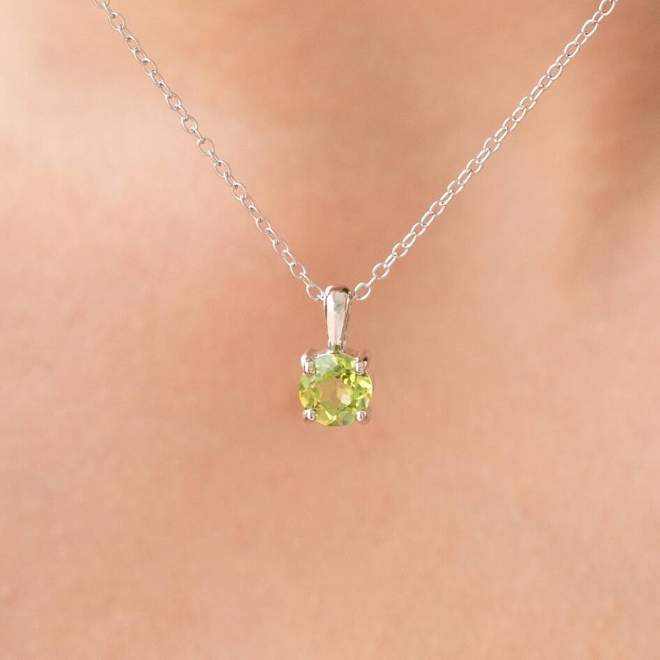 Peridot Solitaire Pendant Necklace In Sterling Silver And Gold, 1 of 10