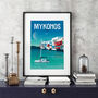 Mykonos Travel Poster Art Print, thumbnail 1 of 4