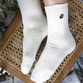 Personalised Autumn Oak Leaf Warm Cashmere Bed Socks, 5 of 8