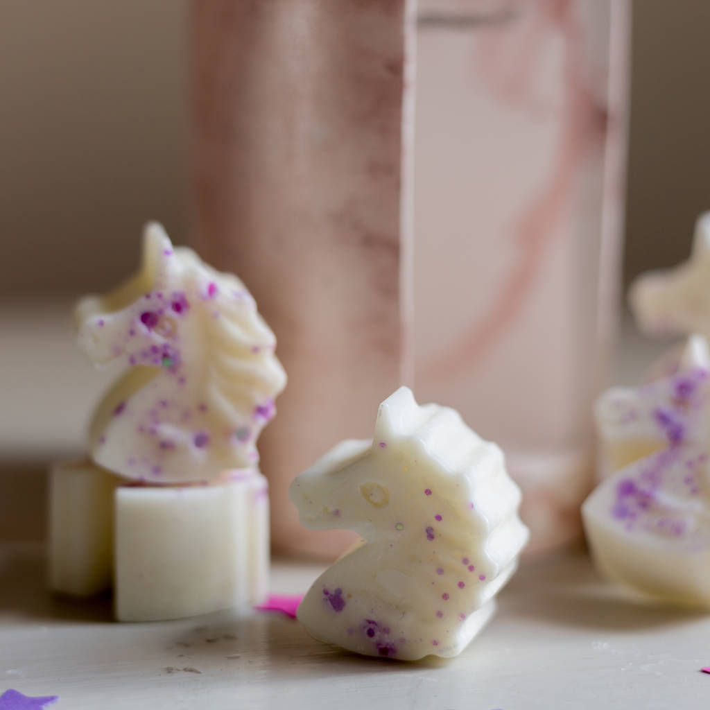Boxed Unicorn Glitter Wax Melts, Burner And Tealights By Chalk And