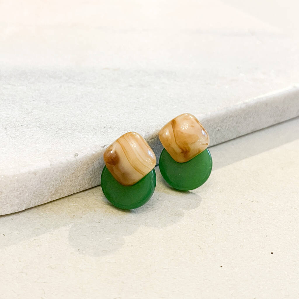 Statement Marbled Resin Stud Earrings, 1 of 2