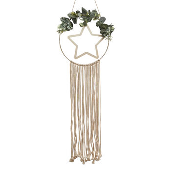 Wooden Star Macrame Wreath With Hoop Decoration, 2 of 2
