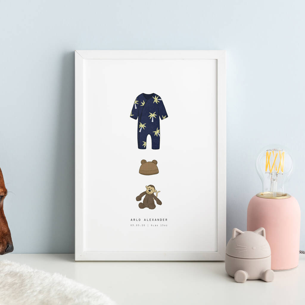 Bespoke Illustrated Newborn Keepsake Print By Otts & Co