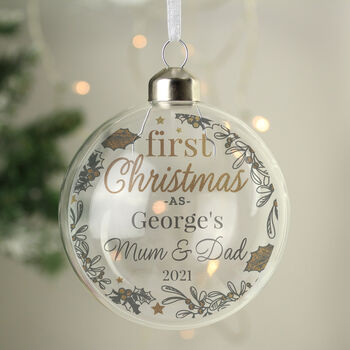 Personalised First Christmas As… Glass Bauble, 4 of 4