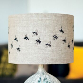 Bee Lampshade Hand Printed Pure Linen, 2 of 3