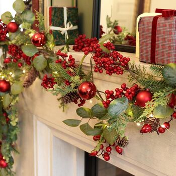 Berries And Baubles Pre Lit Garland, 3 of 6