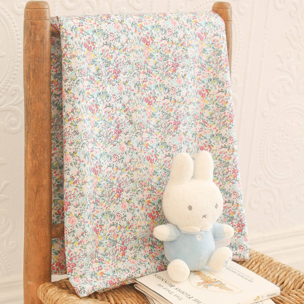 liberty print baby blanket in emma and georgina by poppy and honesty