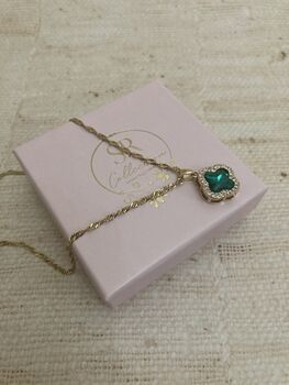 Emerald Green Clover Pendant Necklace, 5 of 5