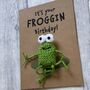 Frog Crochet Birthday Card Handmade, thumbnail 11 of 12