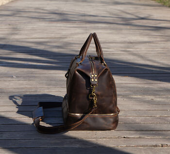 Leather Weekend Bag With Jacket Compartment, 7 of 11