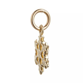 Snowflake Fine Solid Gold Charm Pendant, 4 of 6