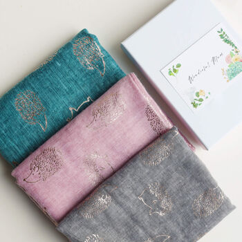 Hedgehog Print Rose Gold Foil Scarf, 5 of 10