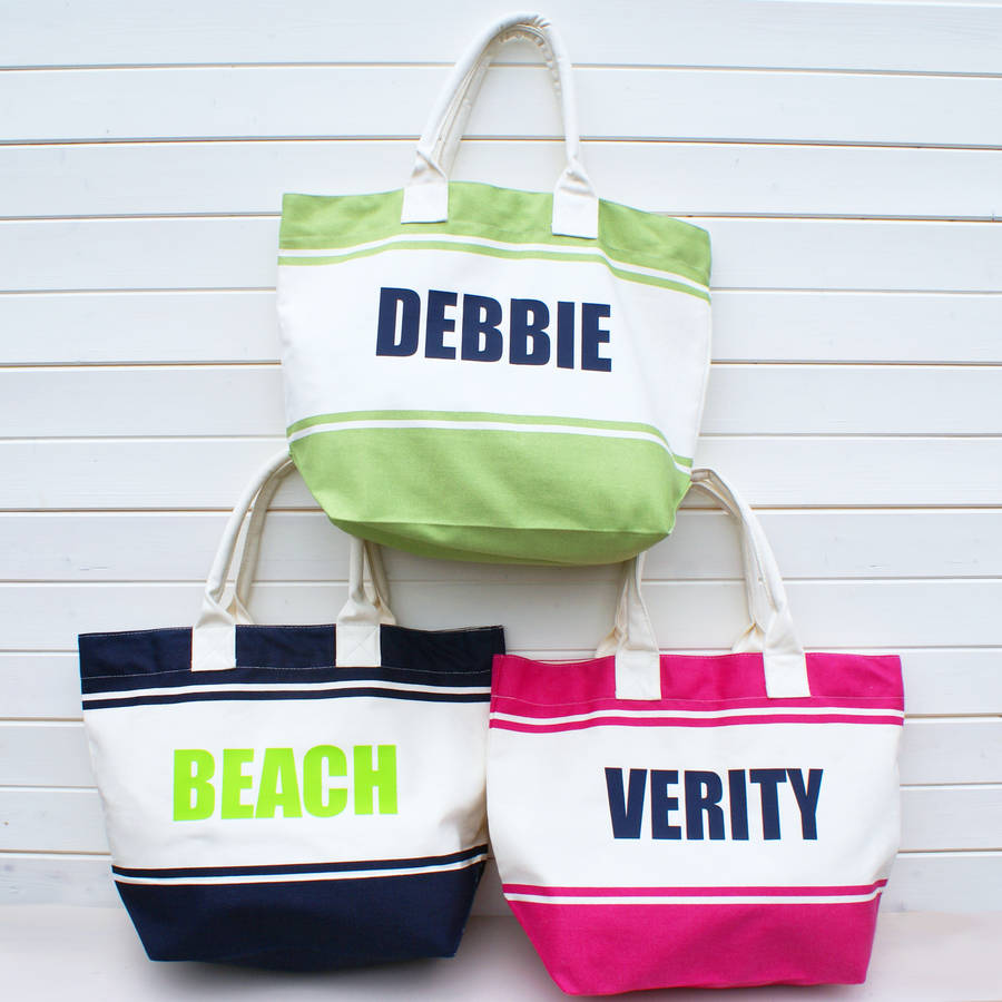 Personalised Colourful Beach Shopper Bag By Sparks And Daughters