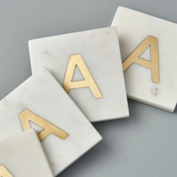 Marble Gold Monogram Coasters, 6 of 7