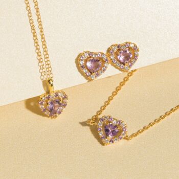 Purple Heart Lavender Amethyst Pendant Necklace In Silver And Gold, 4 of 11