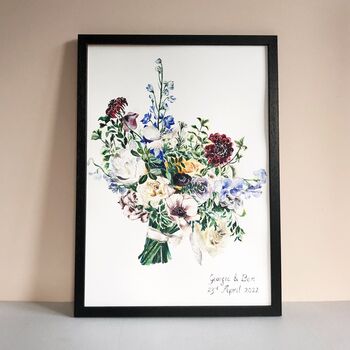 Bespoke Original Watercolour Wedding Bouquet Painting, 4 of 12