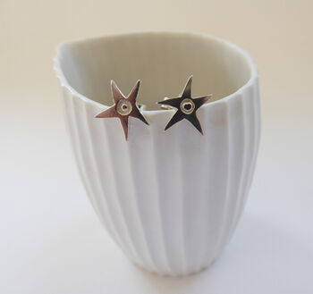 Sterling Silver Spikes Star Studs, 2 of 4