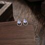 Moonstone Droplet Stud Earrings In Sterling Silver, thumbnail 1 of 11