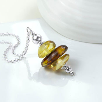 Sterling Silver Amber Cluster Necklace, 3 of 4
