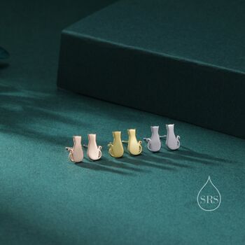Minimalist Cat Stud Earrings In Sterling Silver, 5 of 11