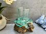 Handcrafted Root Wood And Molten Glass Bowl Candle Holder, thumbnail 1 of 8