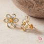 Purple Amethyst Flower Gold Plated Stud Earrings, thumbnail 4 of 11