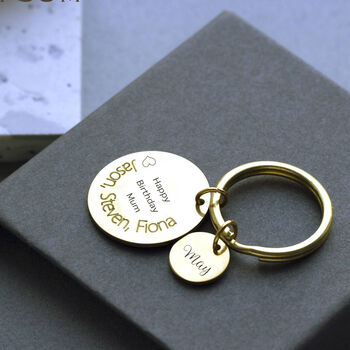Personalised Gold Birth Flower Year Keyring, 2 of 3