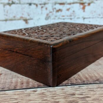 Wooden Floral Flower Carved Jewellery Box, 6 of 9