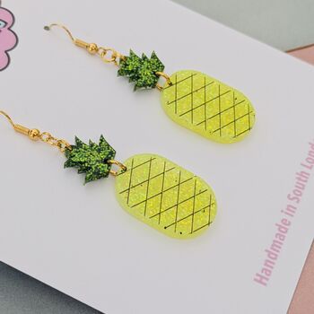 Pineapple Glitter Earrings, 2 of 4