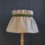 Dolly Natural Linen Scrunchie Lampshade And Green Velvet Trim, thumbnail 4 of 4
