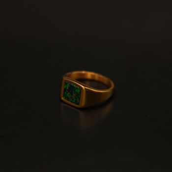 Square Opal Gem Silver Signet Ring For Men Mens Rings, 9 of 11