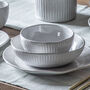 Vintage White Porcelain Ribbed Plates And Bowls, thumbnail 1 of 6